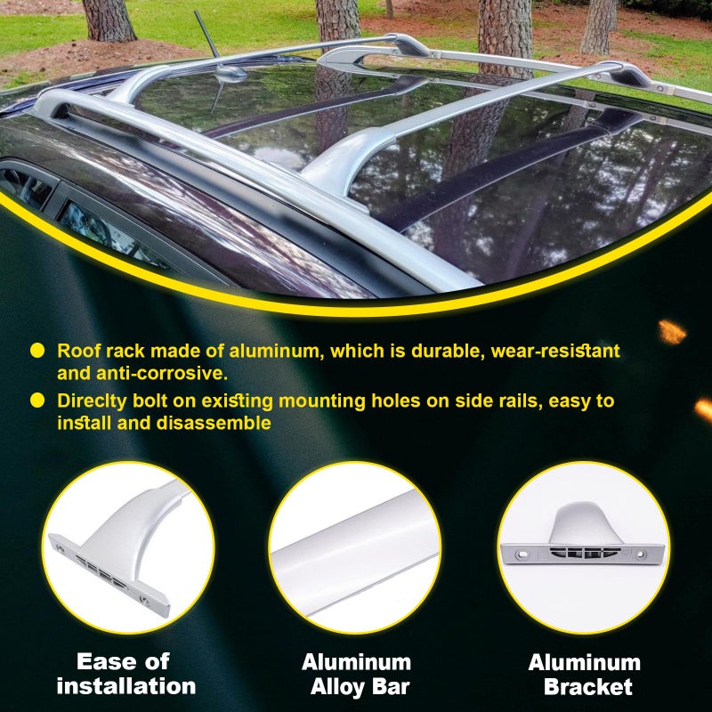 ROSY PIXEL Cross Bars Roof Rack for Nissan Rogue 2014-2020 (with Raised Side Rails), Not for Rogue Sport, Top Roof Rail Cargo Luggage Carrier Black Suitable for Carrying Luggage/Kayaks/Bicycles - Image 4